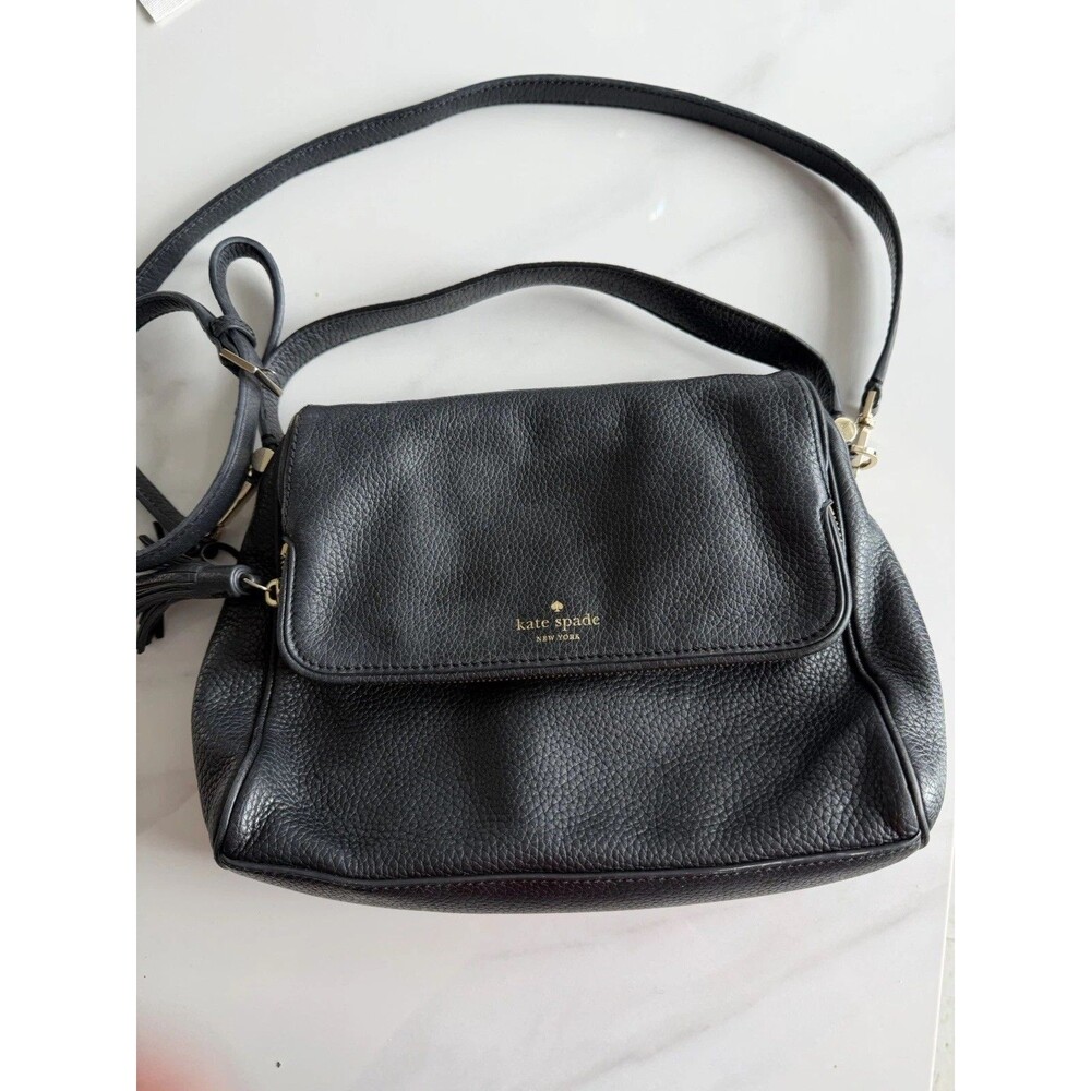Kate Spade Chester Street Black Pebbled Leather Crossbody bag Satchel Tassel